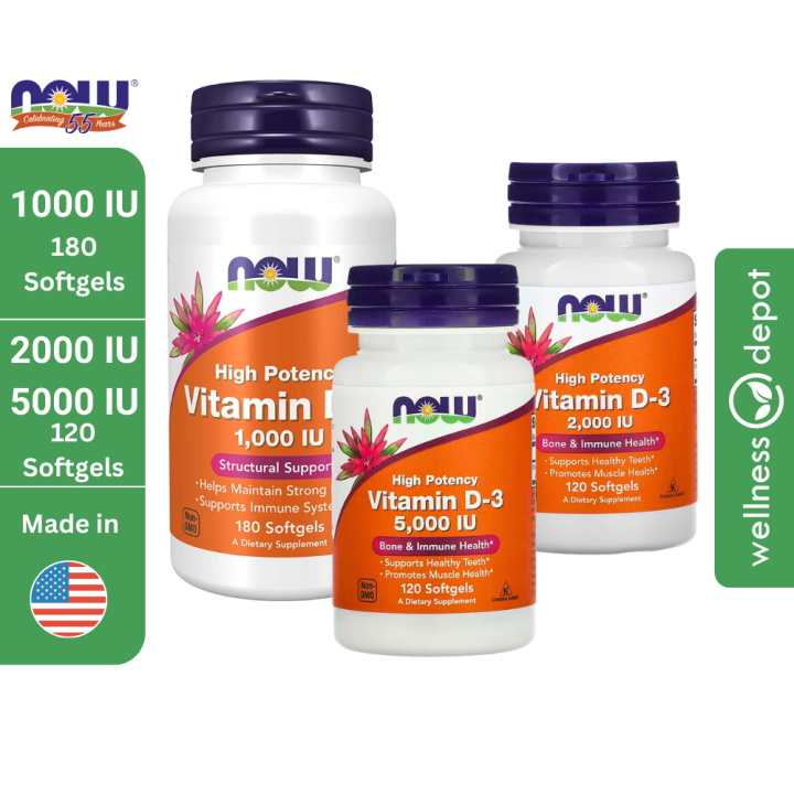 NOW Vitamin D3 High Potency, Bone and Immune Health, Structural Support