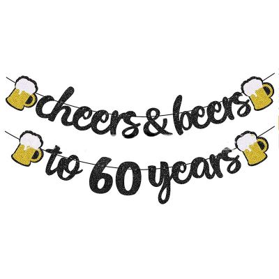 เชียร์เป็นประกายกับเบียร์เชียร์ที่จะ30th 21 40 50 60ปีงานเลี้ยงวันเกิดป้ายตกแต่งดำทองผงเบียร์พวงมาลัยตาข่ายสำหรับผู้ใหญ่