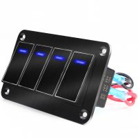 Black ON-OFF Rocker Switch Panel Car Truck Caravan RV Camping Boat 12V-24V Waterproof Switch Panel Metal Panel