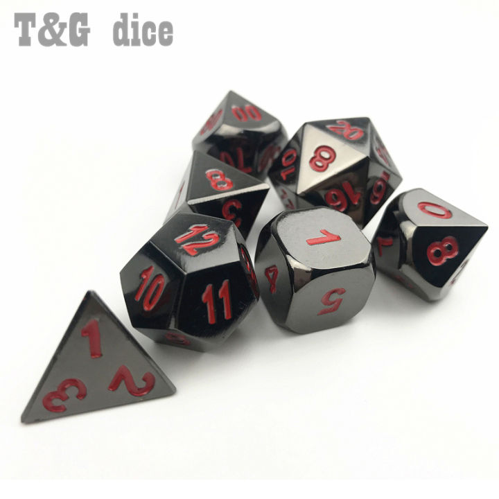 Polyhedral Metal Dice Set with Iron Boxes of D4 -D20 for Dados Rpg DND GameBoard Game Accessories