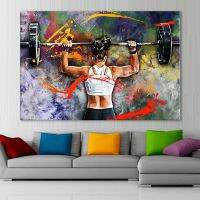 สาว Weightlifter ผ้าใบพิมพ์แรงจูงใจโปสเตอร์ Wall Art ผู้หญิงฟิตเนสภาพวาดสำหรับ Sportswoman Gym Wall Art Barbell Home Decor-เหมาะสำหรับผู้ที่ชื่นชอบการออกกำลังกาย