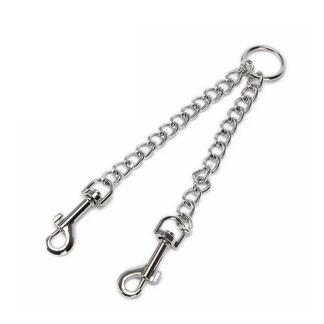 Metal Double Dog Leash Heavy Duty Stainless Steel Chain Chew Proof Tangle Free Pet Dog Leashs