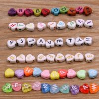 100PCS 6 Styles Mixed Letter Acrylic Beads Heart Flat Alphabet Digital Cube Loose Spacer Beads For DIY Jewelry Making Handmade