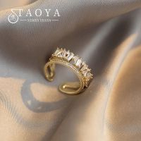 Luxury Zircon Gold Color Double Student Open Rings For Woman 2021 New Fashion Goth Finger Jewelry Wedding Party Girl 39;s Sexy Ring