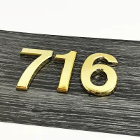 【LZ】✧✳✙  House Number Tag Numeral Door Plaque Drawer Sign Plating Hotel Home Drawer Sticker Address Door Label 7CM Golden Digits Plastic