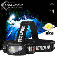 XHP50 LED Headlight USB Rechargeable Headlight Sensor Headlight Outdoor Headlight 10 Lighting Modes Work Light Use 18650 Battery