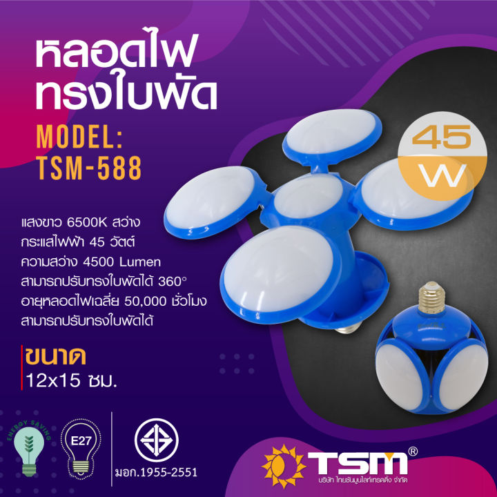 หลอดไฟled-ทรงลูกบอล-รุ่น-tsm-588-ดีไซน์พิเศษ-ปรับให้กาง-หรือพับได้ตามต้องการ