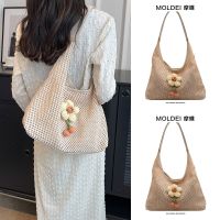 Summer and summer large-capacity commuting high-quality beige woven bag womens 2023 new seaside travel armpit bag 【BYUE】