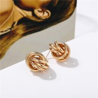 Geometric Gold Knot Brincos Metal Round Stud Earring Jewelry