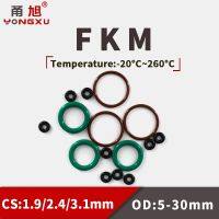 ◑✾ FKM O Ring Seal Gasket Thickness CS1.9/2.4/3.1mm OD5-30mm FPM Oil Pressuer And Wear Resistant Automobile Fluororubber O-Ring 70A