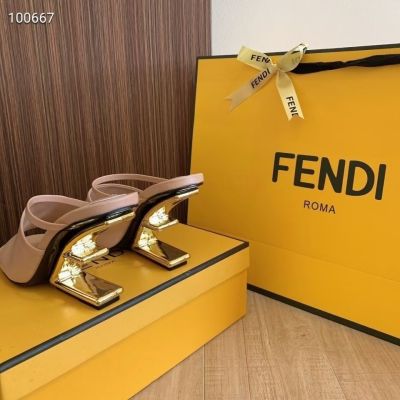 【high quality】original FendiˉHigh quality French star the same style super hot high heels profiled with fish mouth sandals fashionable personality slippers outerwear women summer new style womens shoes slippers for womenTH