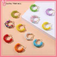 LUCKY HAIRACC 3 Pairs โบฮีเมียน ต่างหูรูปดอกไม้ แผ่นเคลือบทอง ลูกปัดคริสตัลคริสตัล ต่างหูมีข้อความ เครื่องประดับตามเทรนด์ สีสันสดใส ต่างหูห้อยระย้า สำหรับผู้หญิง