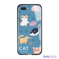 UCUC เคสโทรศัพท์เคสสำหรับ OPPO A12e A3Sแก้วกรณีหรูหรา 3Dการ์ตูนแมวสัตว์เลี้ยงคิตตี้กันกระแทกกระจกนิรภัยที่ครอบคลุมกรณี