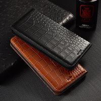 □ Crocodile Genuine Leather Case For Samsung Galaxy S8 S9 S10 S20 S21 S22 FE Plus Ultra S6 S7 edge Magnetic Flip Cover Case Coque