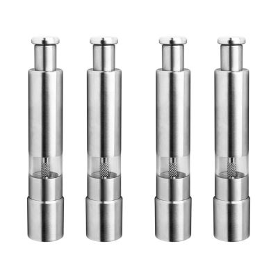 Salt and Pepper Mill Set, Stainless Steel Salt and Pepper Grinder Durable One Hand Operation Salt and Pepper Mill 4 Pack