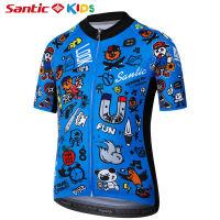 Santic Spring Summer Fashion Kids Cycling Jersey Breathable Boys Girls Short Sleeve Bicycle Bike Tops Shirts 0KD01007