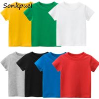 Kids T-shirt Tops Baby Boy Cotton Short Sleeve Tops Girls Children Cotton Basic Color Clothes Boys Girls Tees High Quality