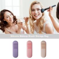 Silicone Makeup Storage Box Makeup Holder Organizer Bag for Travel Portable Silicon Small Makeup Brush Purse for Eyeshadow Lip Foundation Brushes proficient