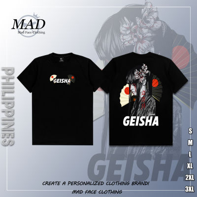 MAD FACE เสื้อผ้าญี่ปุ่น art-Geisha Tee ของขวัญสำหรับ Unisex Heavyweight Top streetwear เสื้อยืด