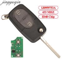 1J095975 Jingyuqin ชิป ID48 433MHZ กุญแจแจ้งเตือนรถรีโมท3A สำหรับ Volkswagen Vw Golf Jetta Passat Beetle MK4 2ปุ่ม Fob