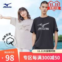 Airamizuno Mizuno ฤดูร้อนรอบคอปกแขนสั้นเสื้อยืดสำหรับผู้ชายและผู้หญิงแจ็คเก็ตกีฬาที่ทำจากผ้าฝ้ายแท้ Bacteriostatic ที่เดินทางมาพักผ่อนคู่รักชุด