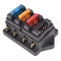 Car 4 Way Circuit Standard ATO Blade Fuse Box Block Holder 12V / 24V+4 Way Fuse For 22mm Handlebar Motorcycles E-Bikes Fuses Accessories