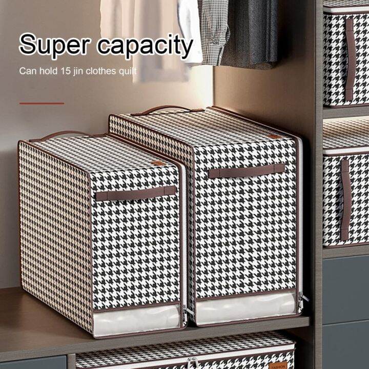 large-capacity-quilt-storage-bag-houndstooth-pattern-visible-window-thickened-student-luggage-packing-moving-bag-for-dormitory