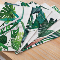 32x42cm Tropical Green Leaves Kitchen Placemat Ins Nordic Palm Plant Dining Table Mat Heat Insulation Cotton Linen Coaster Pad