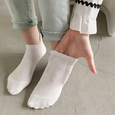 ‘；’ 5 Pairs Women Short Socks Harajuku Cute Embroidery Cherry Blossom Sakura Casual Funny Kawaii Solid White Cotton Ankle Socks Sox