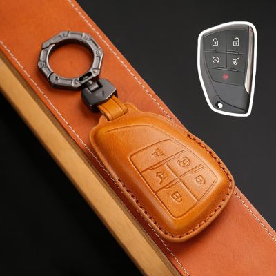 4/5 Bottons Leatehr Car Key Case Cover For GMC Yukon Buick ENVISION S Plus Avenir Chevrolet Suburban Tahoe 2021 2022 Accessories