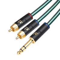 ATAUDIO HiFi 6.5mm to 2RCA Audio Cable OCC Double Shielding 6.5 Jack to 2RCA Male Cable Gold Plated Plug for Audio Amplifier