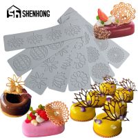 SHENHONG Sugar Craft Silicone Pad Leaves Design Geometric Pattern Lace Mat Fondant Cake Decorating Moulds Dessert Chocolate Mold Bread Cake  Cookie Ac