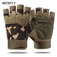 MENFLY Tactical Military Finger Glove Cycling Mens Summer Hunting Fingerless Gloves Bicycle Camo Training Fitness Softair Glove