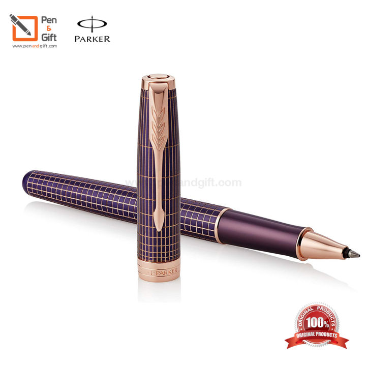 parker-sonnet-prestige-chiselled-purple-matrix-rollerball-pen-ปากกาโรลเลอร์บอล-ซอนเน็ต-เพรสทิจ-ชิเซิล-เพอร์เพิล-แมททริกซ์-ม่วงคลิปทอง-ของแท้100-พร้อมกล่องและใบรับประกัน