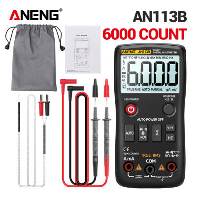 ANENG AN113B Digital Multimeter True RMS with Temperature Tester 6000 Counts Auto-Ranging ACDC Transistor Voltage Meter