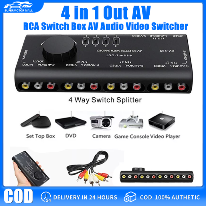 【Ready Stock】4 in 1 Out AV RCA Switch Box AV Audio Video Signal ...