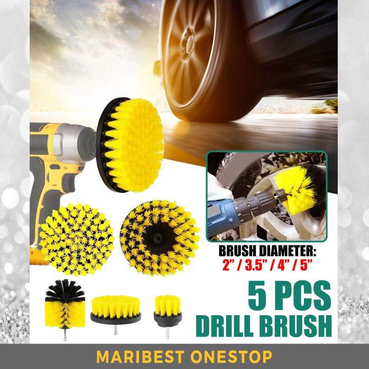 5PCS DRILL SCRUBBER BRUSH DRILL BRUSH HEAVY DUTY STIFF BRISTLE CLEANING