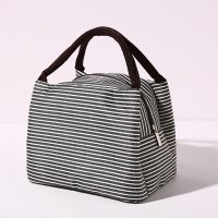 ❧❒﹍ Fashion Striped Cooler Bag For Women Men Lunch Bag Convenient Lunch Bag Waterproof Thermal Insulated Food Bags for Breakfast