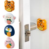 Self Adhesive Door Stoppers Door Knob Wall Protection Safety Shock Absorber Door Handle Bumpers Cartoon Animal Wall Protectors