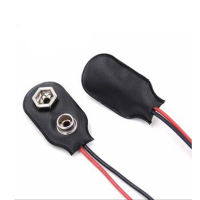 (1 เส้น) สายต่อ แบตเตอรี่ 9V ความยาว 10ซม. Black Red Cable 10cm ขั้วแบตเตอรี่ Connection 9V Battery Clips Connector