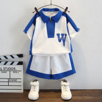 Boys Short-Sleeved Polo Shirt Suit 2023 New Fashion Baby Summer Clothes Cool Handsome Small Childrens Thin Two-Piece Suit Fashion