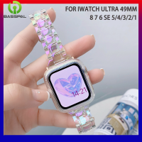 สายเลเซอร์โปร่งใสสีรุ้งพื้นฐานสำหรับสายคาด Apple Watch 49อัลตร้า8 7 6 5 3 SE2 38มม. 42เรซิ่นมม. สายแวววาวเข้ากันได้กับ I Watch 4 3 2 40/44มม. 41/45มม.