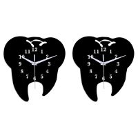 Timelike Creative Tooth-Shaped Wall Clock Dental Ornament Wall Clock 3D Acrylic Creative Mirror Wall Sticker Home Decor