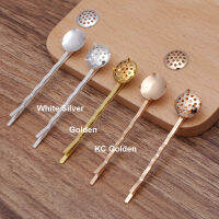 40PCS Waved Metal Bobby Pins with 1.2cm Holes Pads Hairpins Hair Barrettes Pallets for attaching Charms Ornaments DIY Material