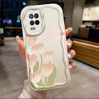 เคสสำหรับ REALME 8 5G V13 5G ลายไอศกรีมดอกทิวลิปเวฟปลอกเคสโทรศัพท์สาวน่ารักนิ่ม