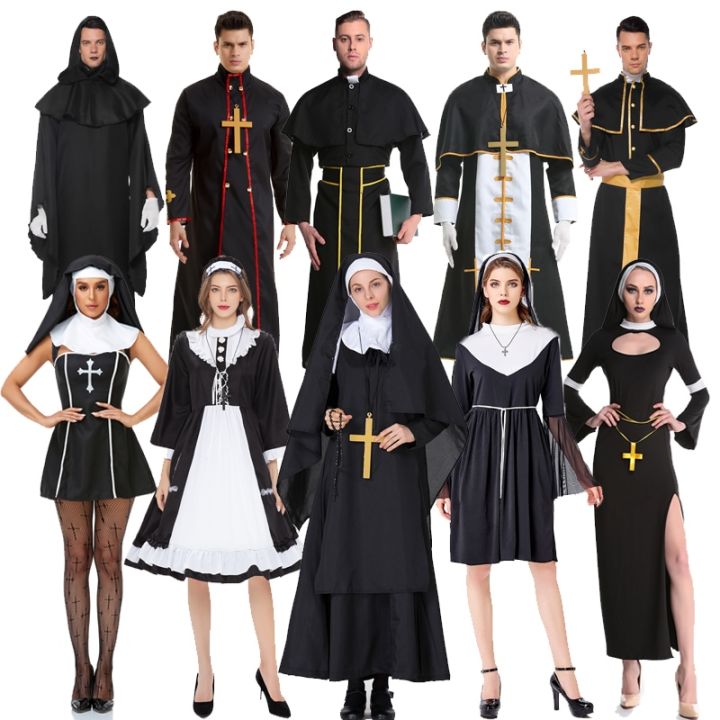 Halloween Dress Up Costume Ghost Festival Adult Cosplay Performance Nun