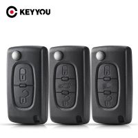 [Woo Fashion Case] KEYYOU กุญแจรีโมตเคสสำหรับ Peugeot 207 307 308 407 607 807สำหรับ Citroen C2 C3 C4 C5 C6ฝาพับกุญแจรถยนต์แบบพับได้กระดุม2/3/4