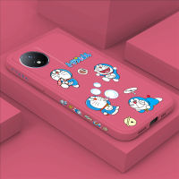 เคสสำหรับ Vivo Y02A Y02T เคสโทรศัพท์ดีไซน์ด้านข้างลายการ์ตูนแมวเคสคลุมทั้งหมดปลอกซิลิโคนน้ำรูปแบบขอบสี่เหลี่ยม