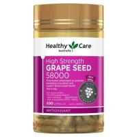 Healthy Care Grape Seed 58000 200 Capsules เฮลท์ตี้ แคร์ เมล็ดองุ่น 58000 มก. 200 แคปซูล ช่วยเสริมสร้างคอลลาเจน