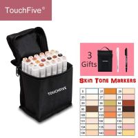 TOUCHFIVE ชุดโทนผิวมาร์กเกอร์12/24/36สีหมึกพิมพ์ปากกาสองหัวปากกาเครื่องหมายศิลปะศิลปินปากกาพู่กันทำเล็บหมึกสำหรับระบายสี